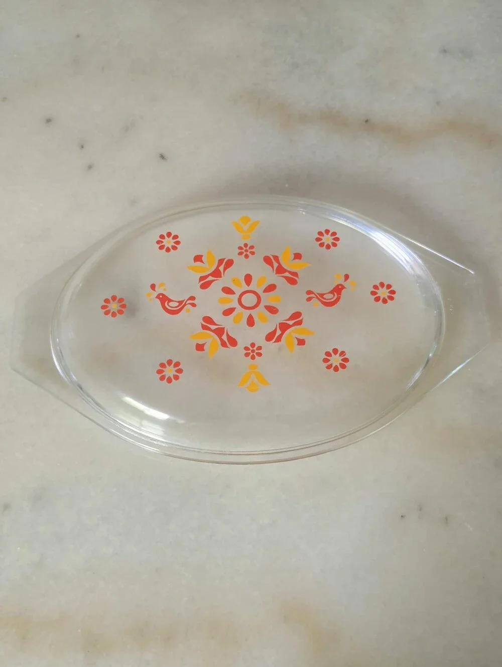 Vintage PYREX Friendship (Red Bird Friendship Birds) Oval Casserole Lid 945 C11